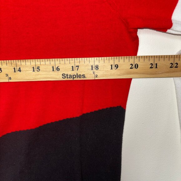 Worth New York Women's Sweater Black White Red Color Block Crewneck Size L 57% C - Picture 8 of 8